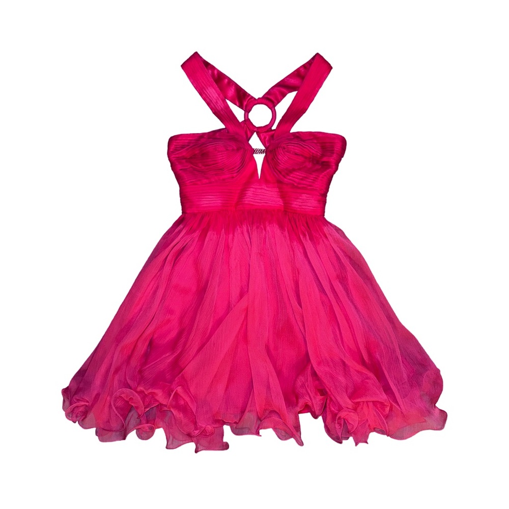 Lipsy Pink Asymmetrical Halter Babydoll Dress